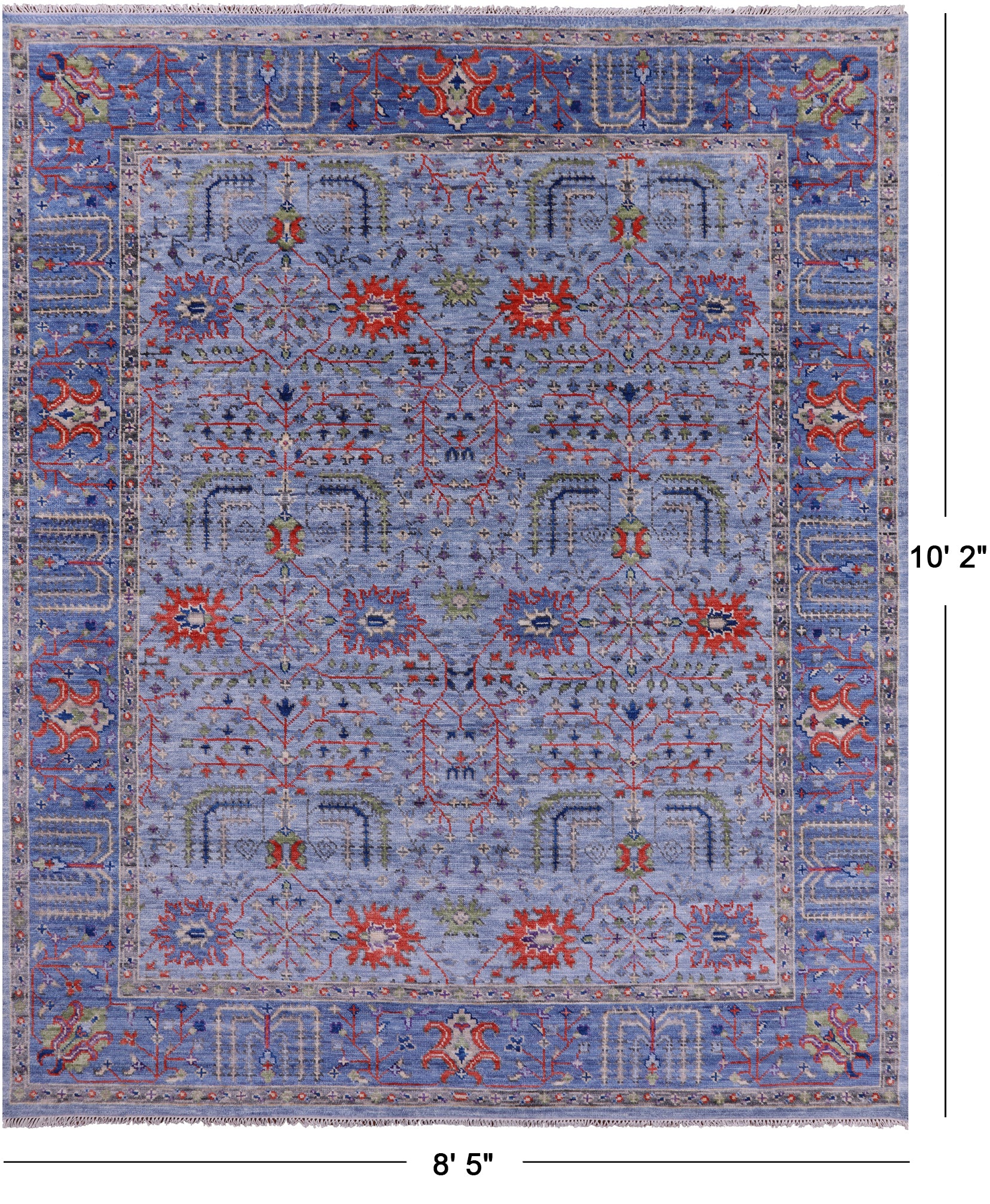 Blue Persian Ziegler Hand Knotted Wool Rug - 8' 5" X 10' 2" - Golden Nile