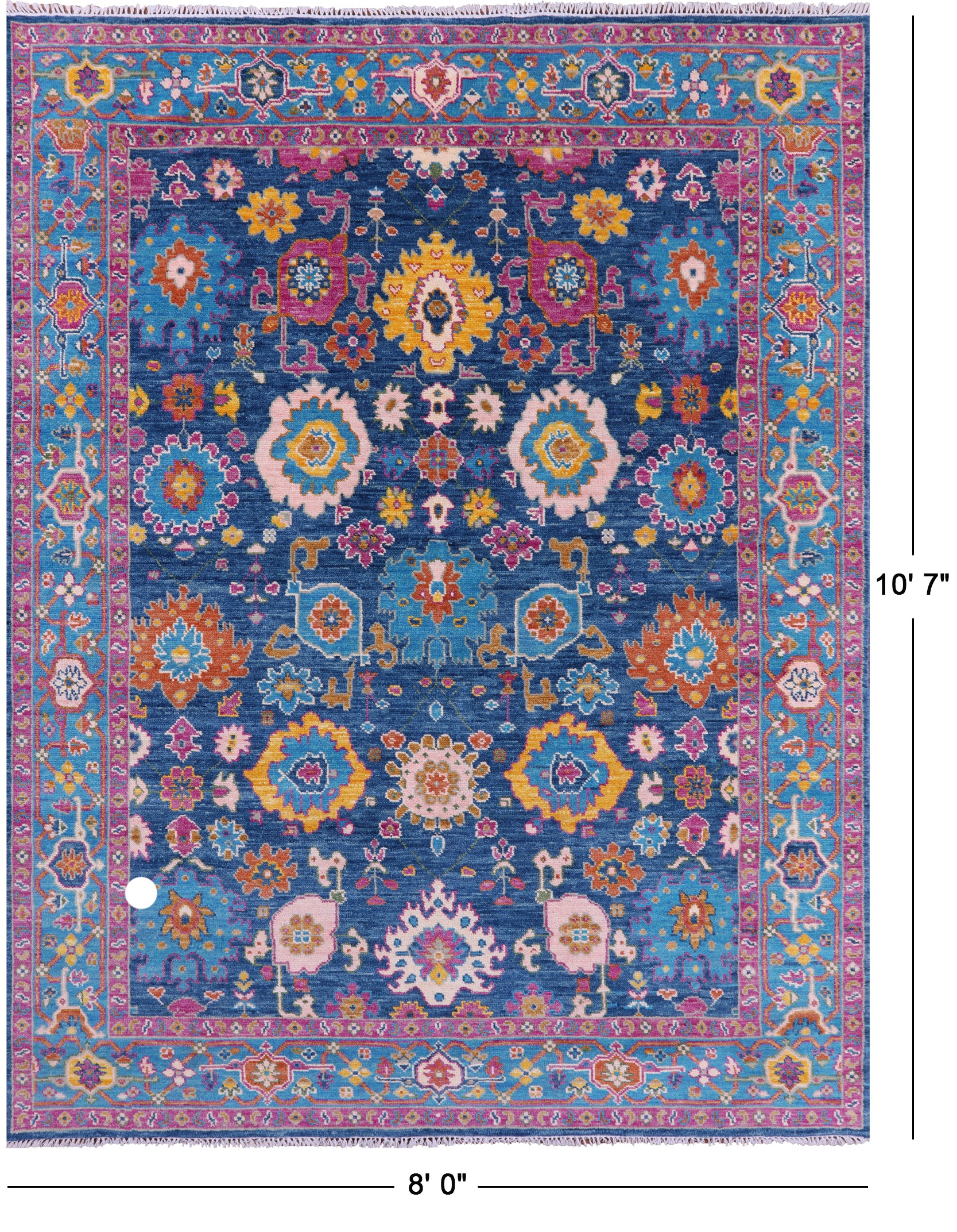 Blue Turkish Oushak Hand Knotted Wool Rug - 8' 0" X 10' 7" - Golden Nile