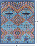 Blue Tribal Moroccan Handmade Wool Rug - 8' 1" X 10' 0" - Golden Nile