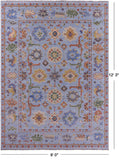 Blue Turkish Oushak Hand Knotted Wool Rug - 9' 0" X 12' 3" - Golden Nile