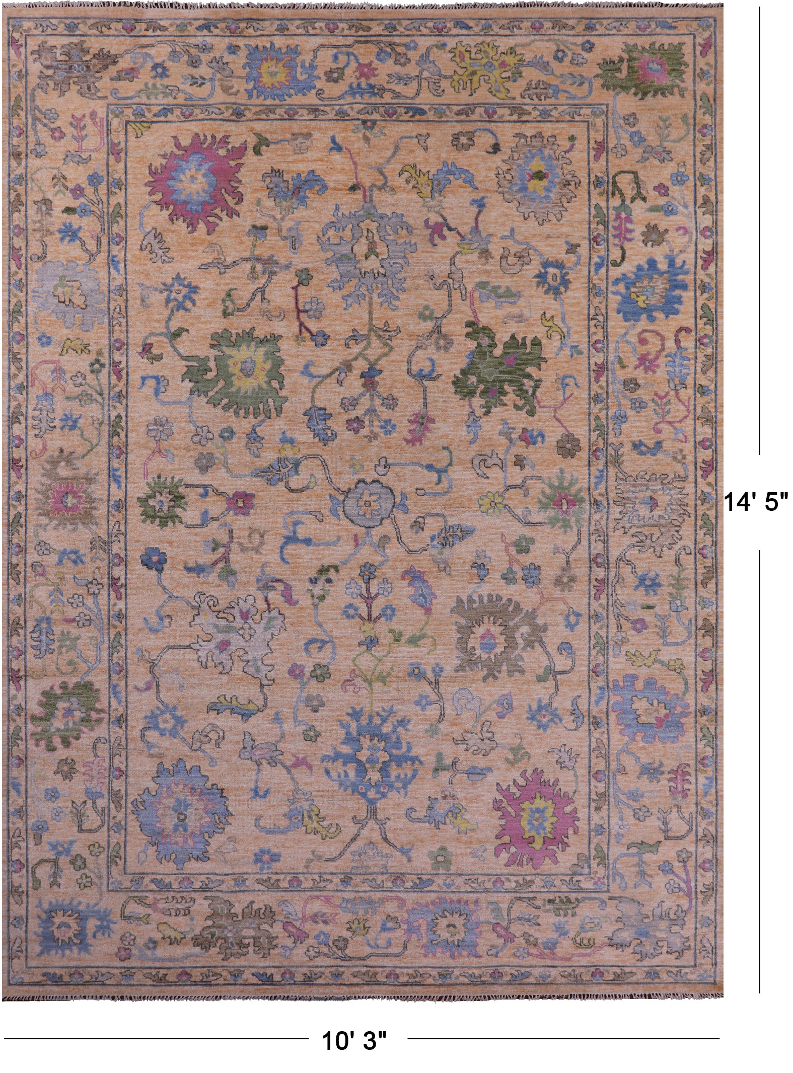 Turkish Oushak Hand Knotted Wool Rug - 10' 3" X 14' 5" - Golden Nile