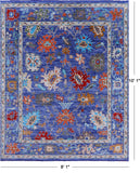 Blue Turkish Oushak Hand Knotted Wool Rug - 8' 1" X 10' 1" - Golden Nile