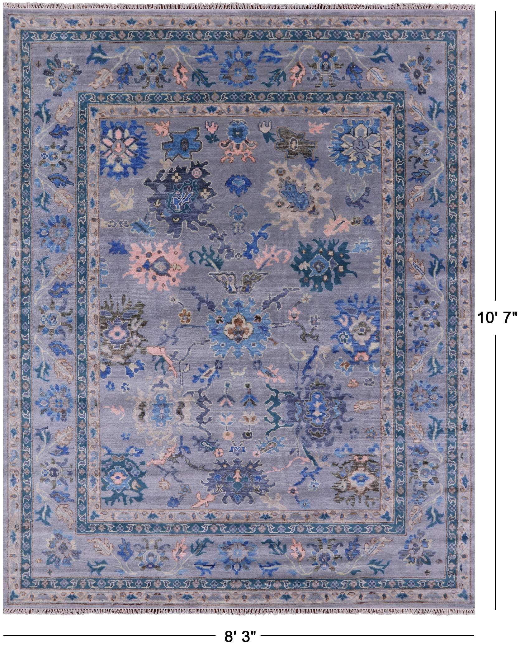 Grey Turkish Oushak Hand Knotted Wool Rug - 8' 3" X 10' 7" - Golden Nile