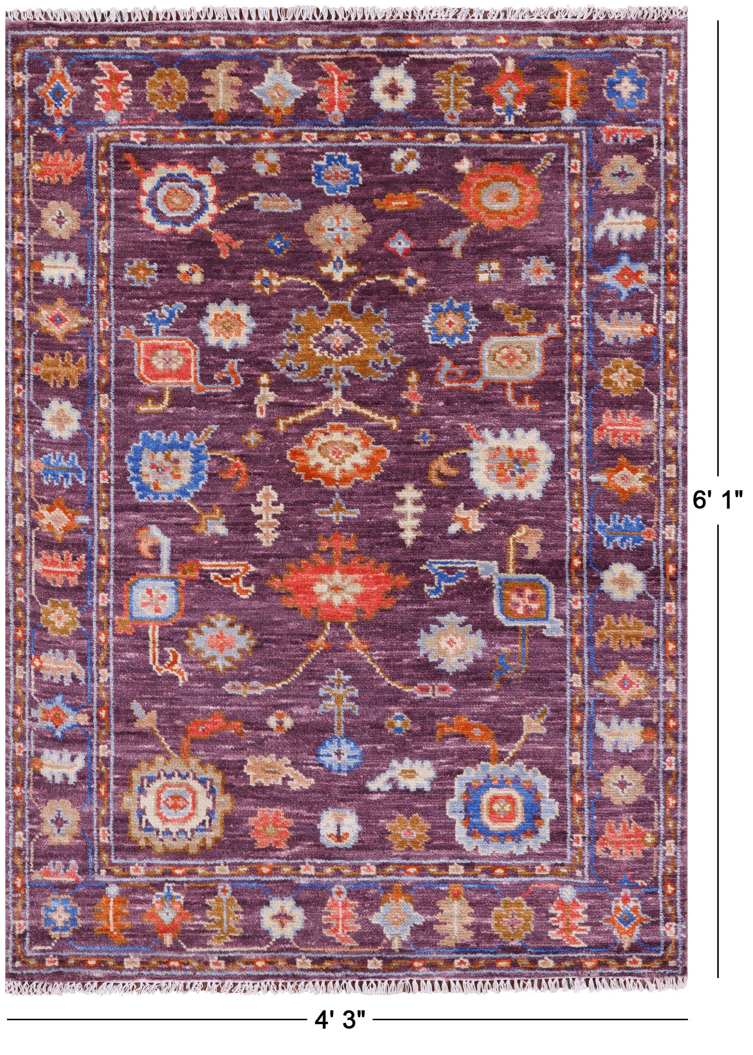 Turkish Oushak Hand Knotted Wool Rug - 4' 3" X 6' 1" - Golden Nile