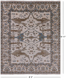 Ivory Turkish Oushak Hand Knotted Wool Area Rug - 8' 3" X 9' 11" - Golden Nile