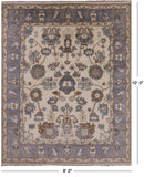 Ivory Turkish Oushak Hand Knotted Wool Area Rug - 8' 0" X 10' 0" - Golden Nile