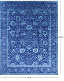 Blue Persian Hand Knotted Wool & Silk Rug - 8' 0" X 10' 0" - Golden Nile