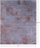Grey Persian Hand Knotted Wool & Silk Rug - 8' 1" X 9' 11" - Golden Nile