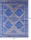 Blue Persian Gabbeh Hand Knotted Wool & Silk Rug - 9' 0" X 12' 4" - Golden Nile
