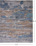 SUPER SALE Abstract Modern Hand Knotted Wool & Silk Rug - 7' 11" X 10' 1"