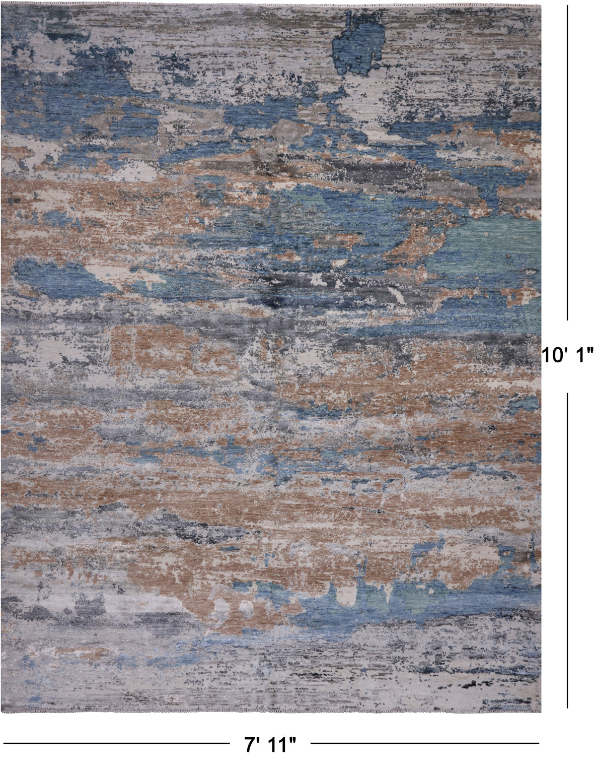 SUPER SALE Abstract Modern Hand Knotted Wool & Silk Rug - 7' 11" X 10' 1"