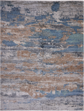 SUPER SALE Abstract Modern Hand Knotted Wool & Silk Rug - 7' 11" X 10' 1"