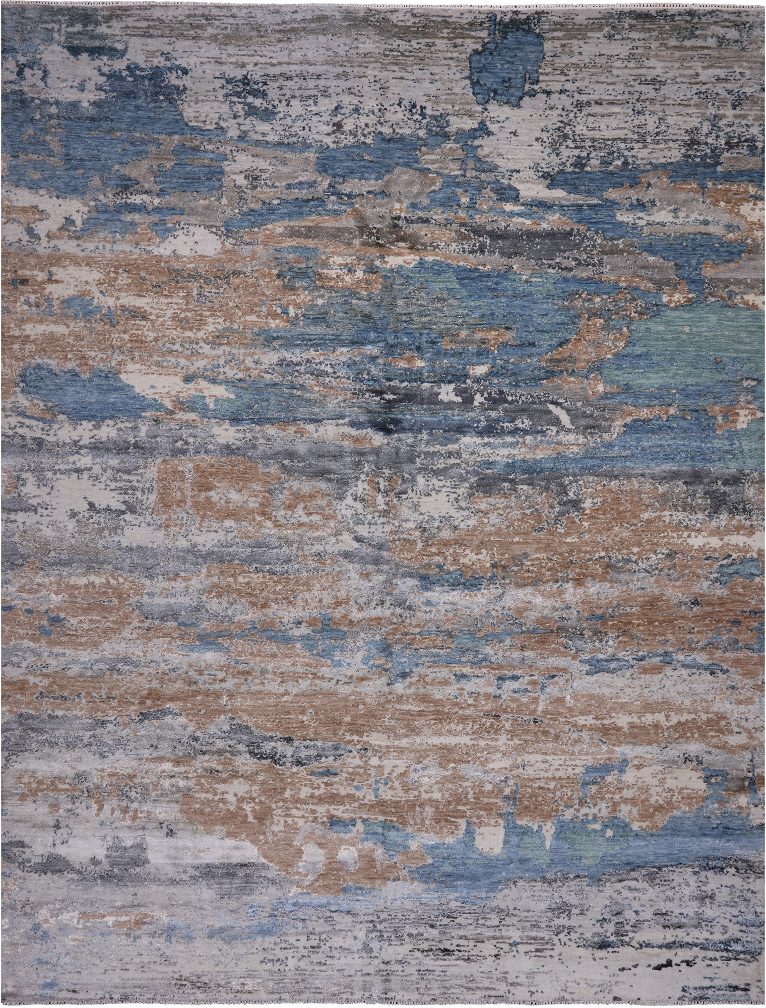 SUPER SALE Abstract Modern Hand Knotted Wool & Silk Rug - 7' 11" X 10' 1"
