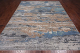 SUPER SALE Abstract Modern Hand Knotted Wool & Silk Rug - 7' 11" X 10' 1"