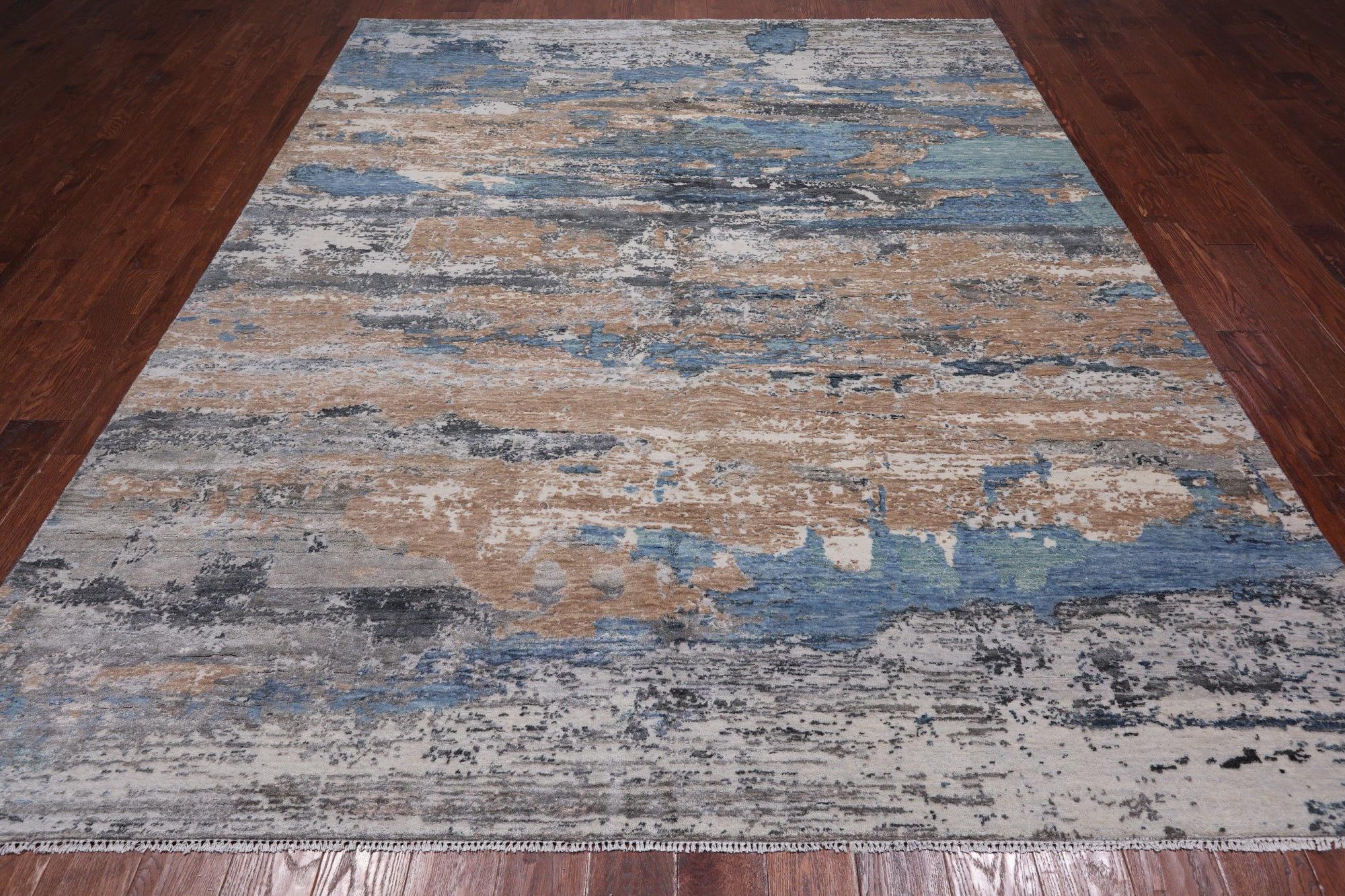 SUPER SALE Abstract Modern Hand Knotted Wool & Silk Rug - 7' 11" X 10' 1"