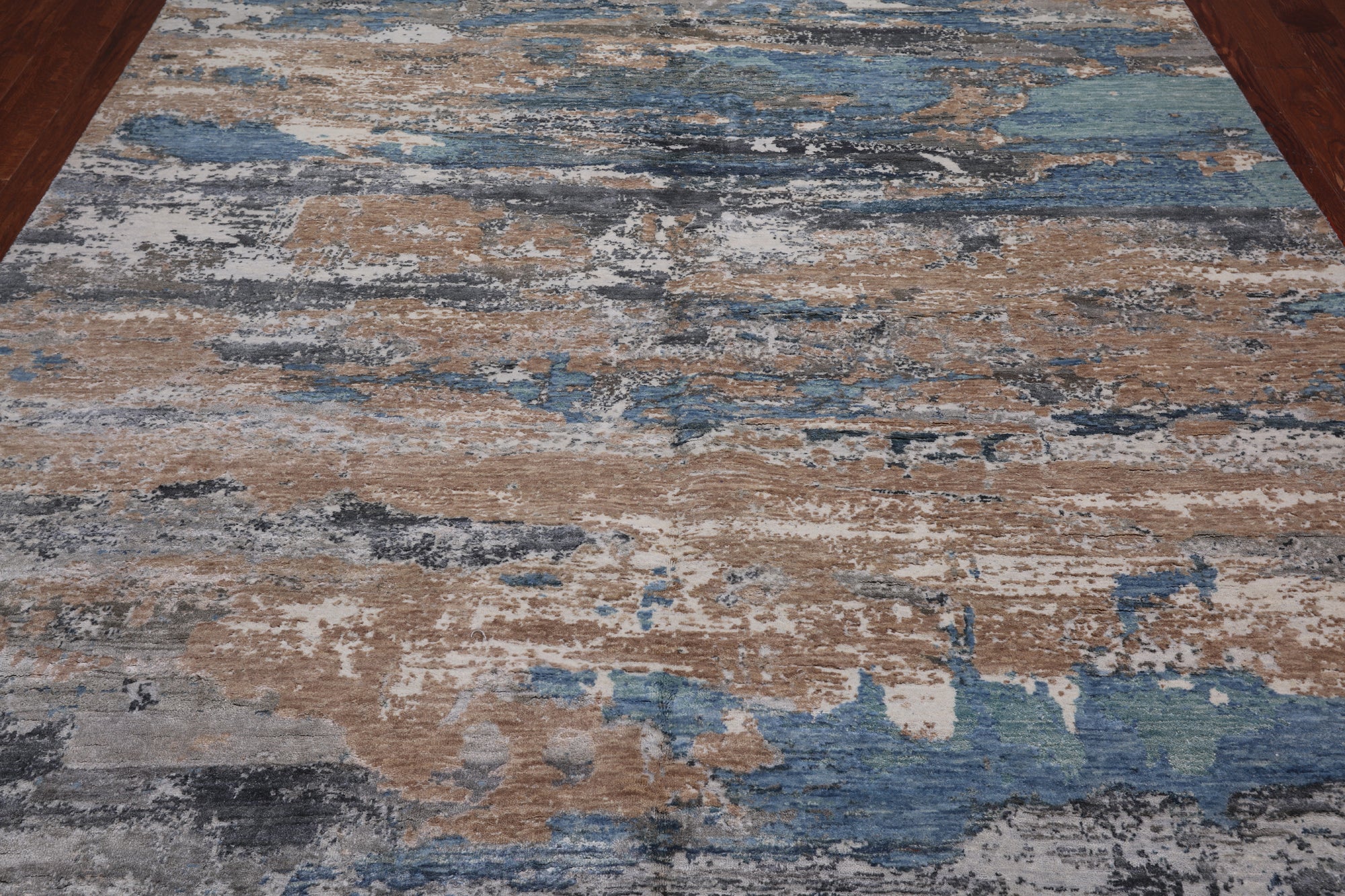 SUPER SALE Abstract Modern Hand Knotted Wool & Silk Rug - 7' 11" X 10' 1"
