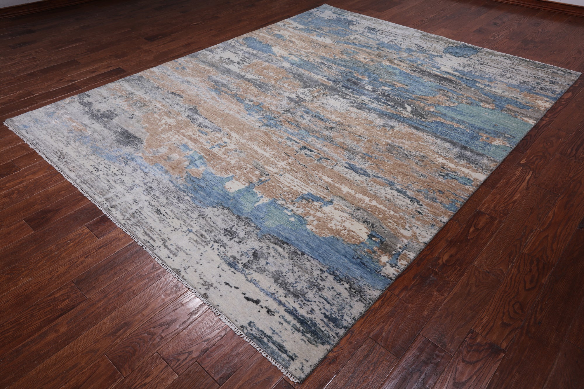 SUPER SALE Abstract Modern Hand Knotted Wool & Silk Rug - 7' 11" X 10' 1"
