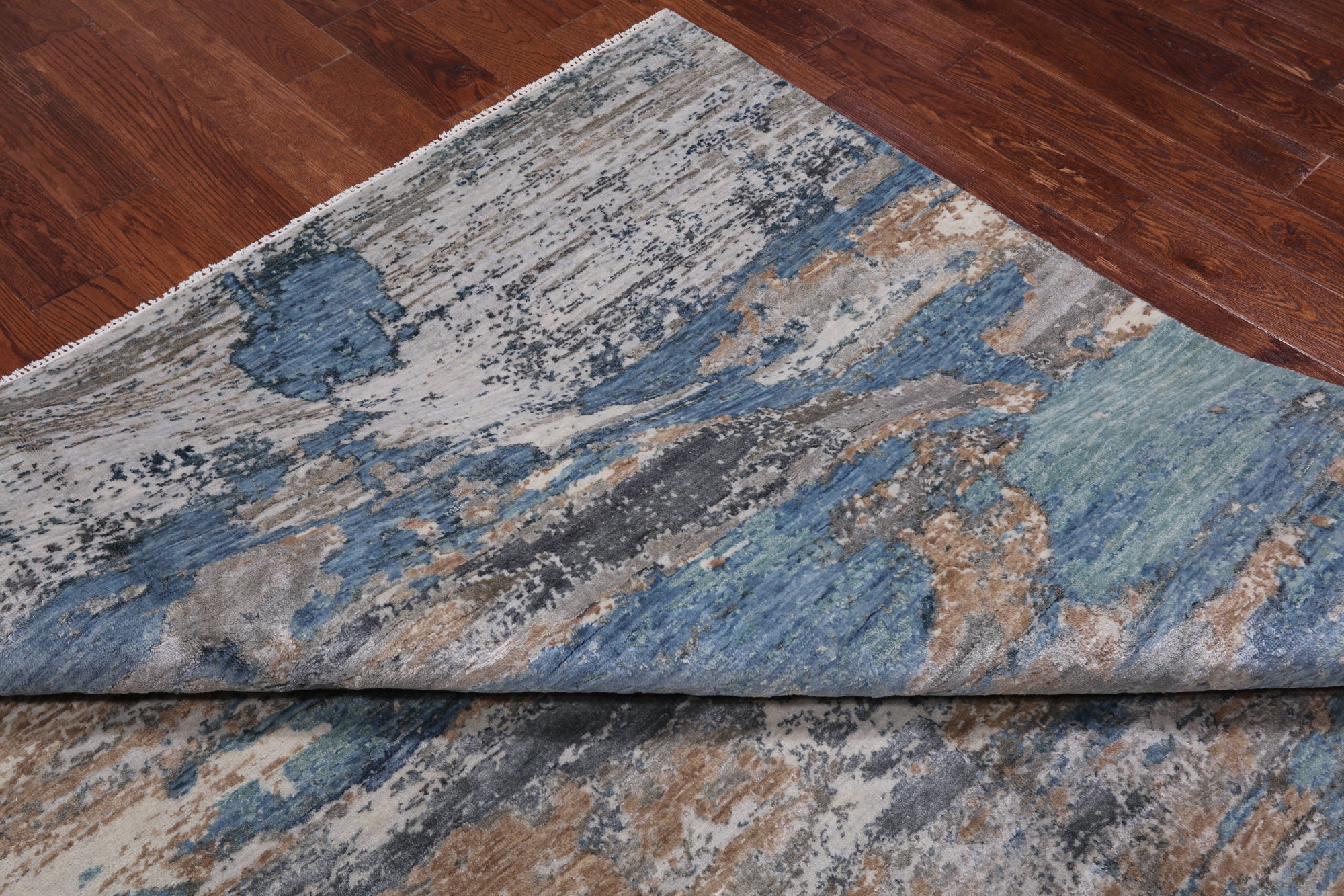 SUPER SALE Abstract Modern Hand Knotted Wool & Silk Rug - 7' 11" X 10' 1"