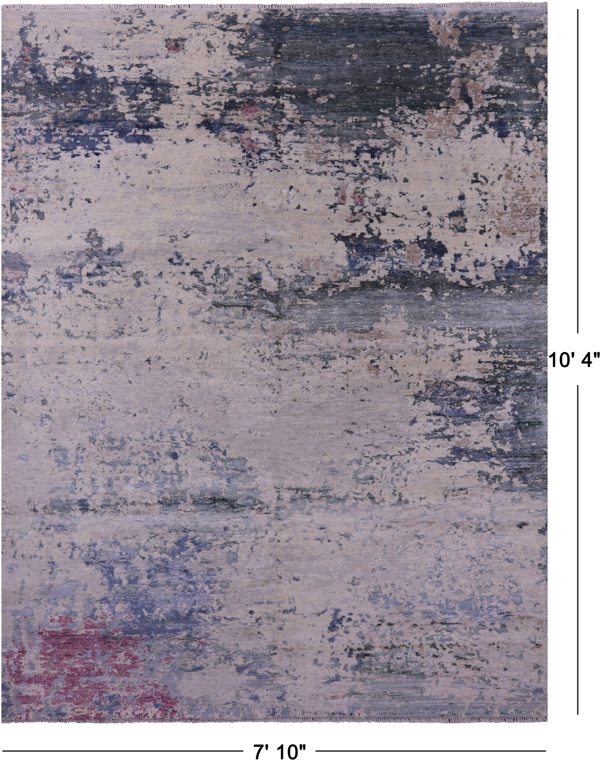 SUPER SALE Abstract Modern Hand Knotted Wool & Silk Rug - 7' 10" X 10' 4"