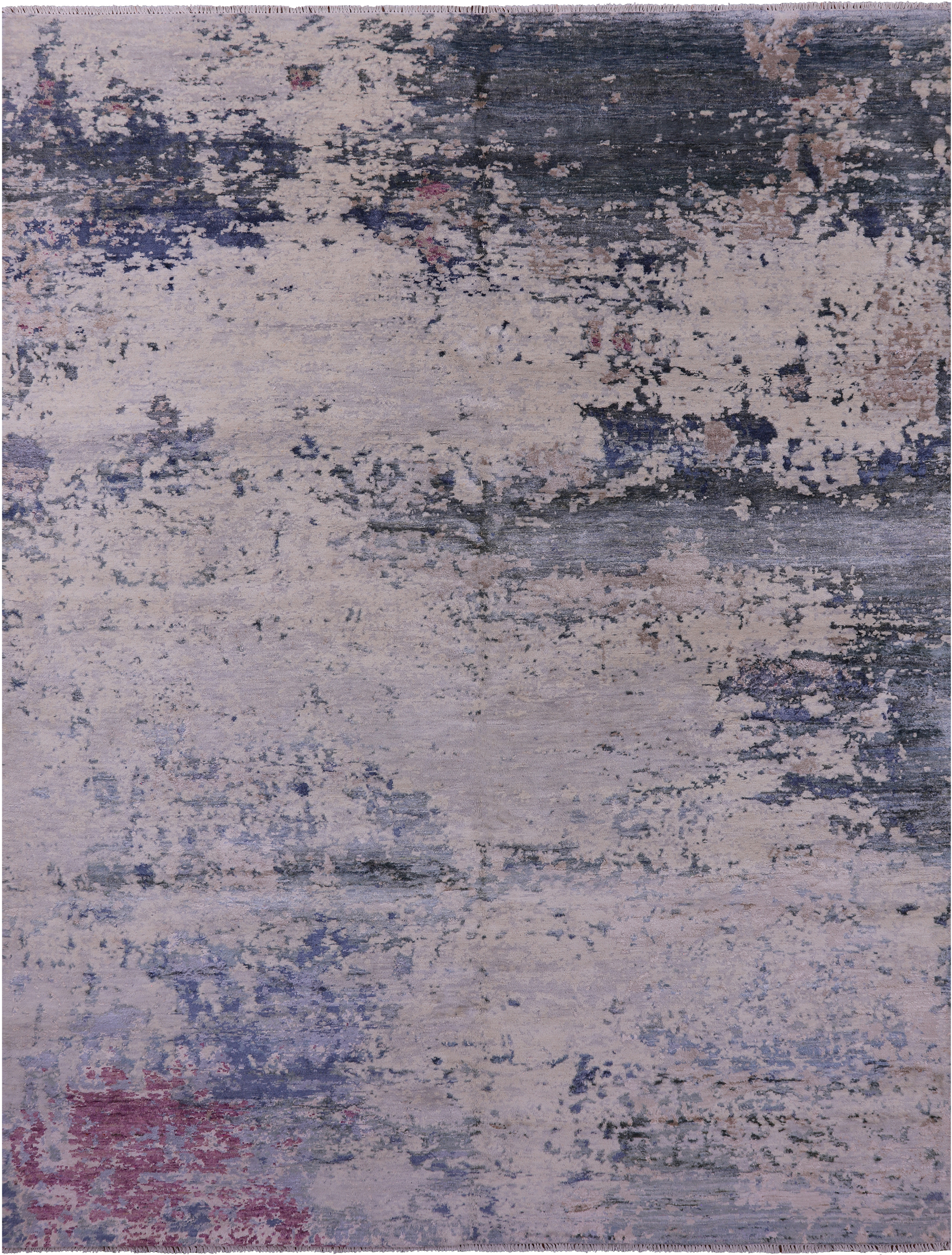 SUPER SALE Abstract Modern Hand Knotted Wool & Silk Rug - 7' 10" X 10' 4"