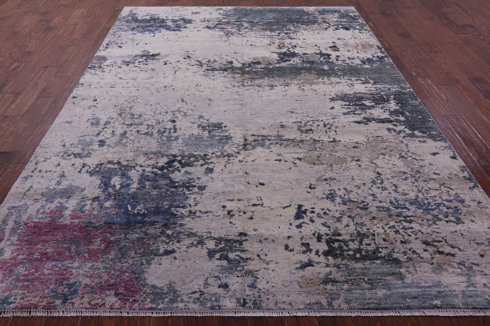 SUPER SALE Abstract Modern Hand Knotted Wool & Silk Rug - 7' 10" X 10' 4"