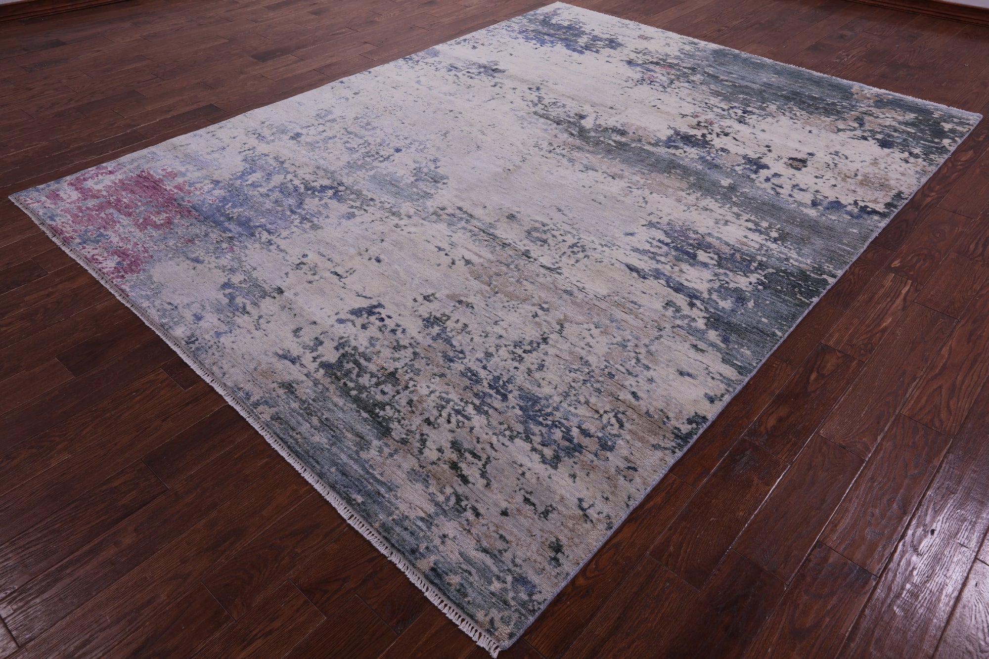 SUPER SALE Abstract Modern Hand Knotted Wool & Silk Rug - 7' 10" X 10' 4"