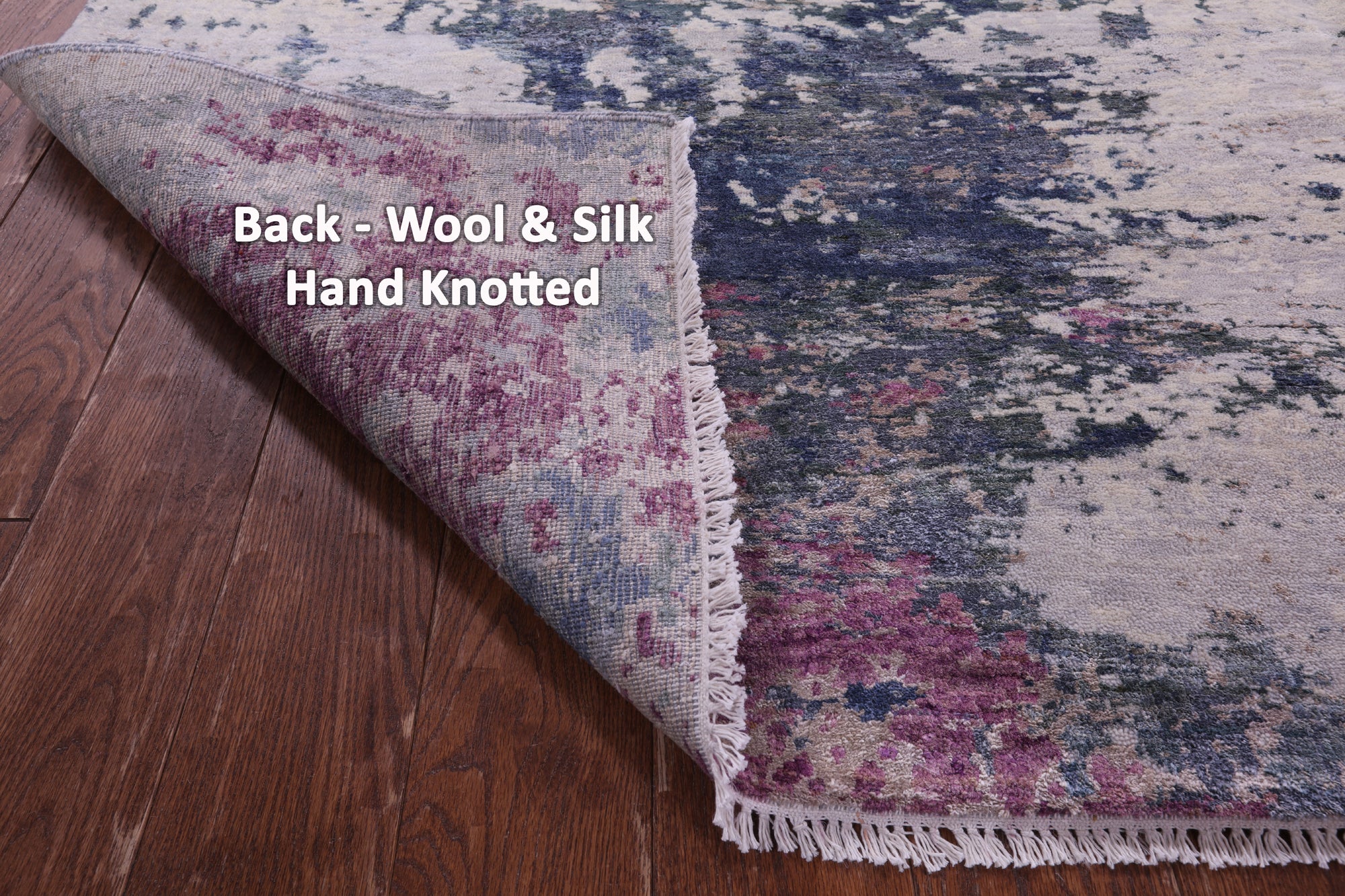 SUPER SALE Abstract Modern Hand Knotted Wool & Silk Rug - 7' 10" X 10' 4"