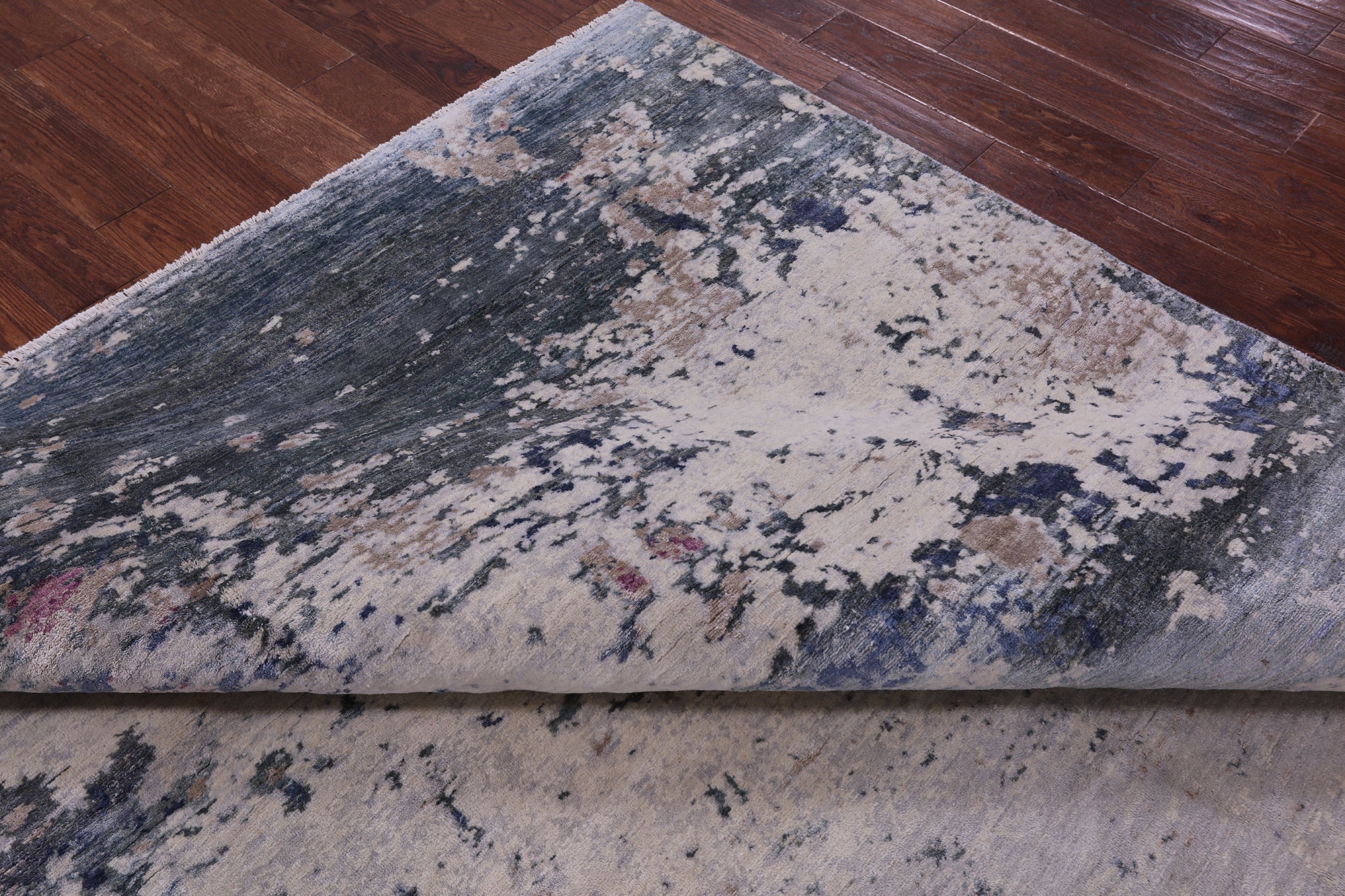 SUPER SALE Abstract Modern Hand Knotted Wool & Silk Rug - 7' 10" X 10' 4"