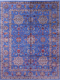 Blue Persian Hand Knotted Wool & Silk Rug - 9' 1" X 12' 1" - Golden Nile