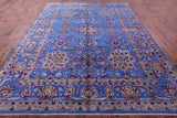 Blue Persian Hand Knotted Wool & Silk Rug - 9' 1" X 12' 1" - Golden Nile