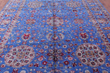 Blue Persian Hand Knotted Wool & Silk Rug - 9' 1" X 12' 1" - Golden Nile