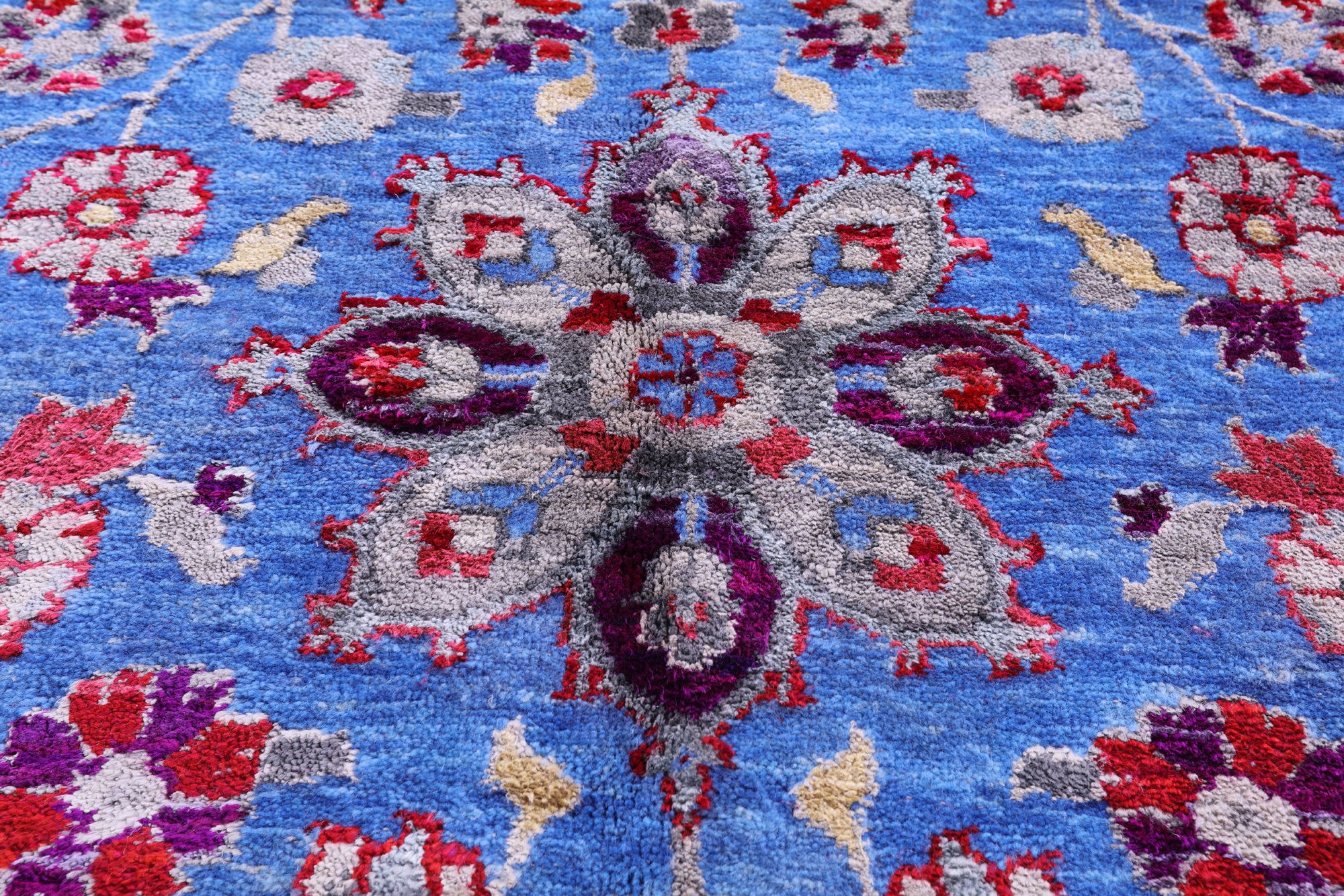 Blue Persian Hand Knotted Wool & Silk Rug - 9' 1" X 12' 1" - Golden Nile