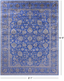 Blue Persian Hand Knotted Wool & Silk Rug - 8' 1" X 10' 6" - Golden Nile