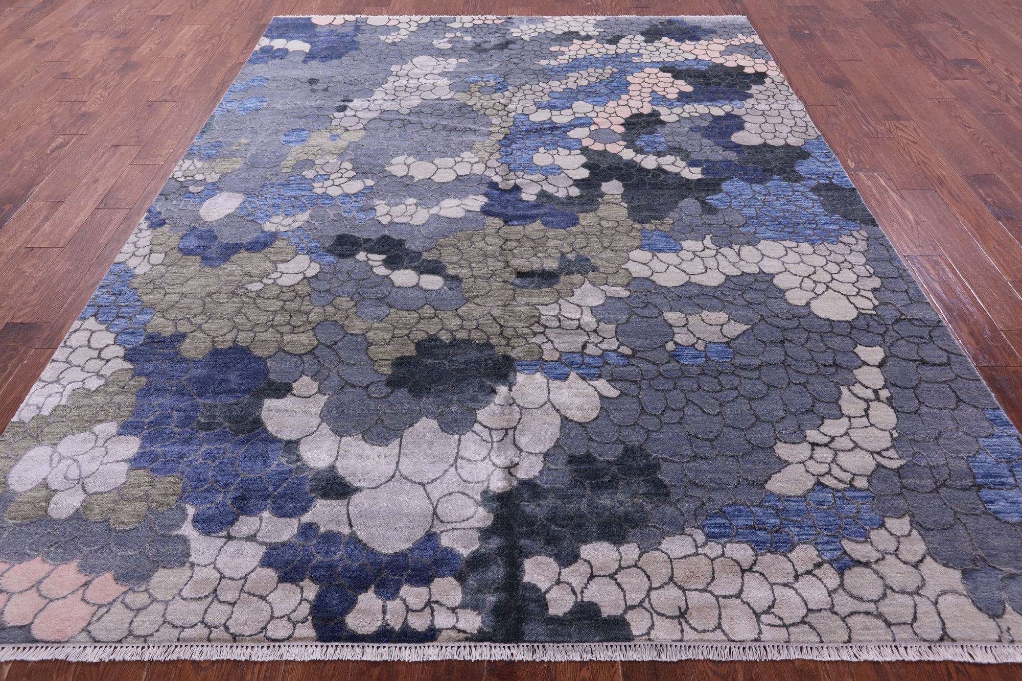 Abstract Contemporary Handmade Wool & Silk Rug - 8' 1" X 10' 2"