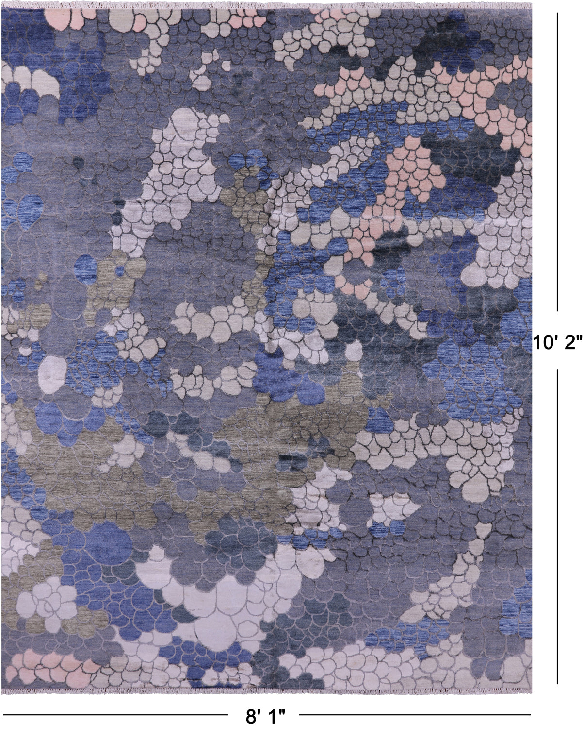 Abstract Contemporary Handmade Wool & Silk Rug - 8' 1" X 10' 2"
