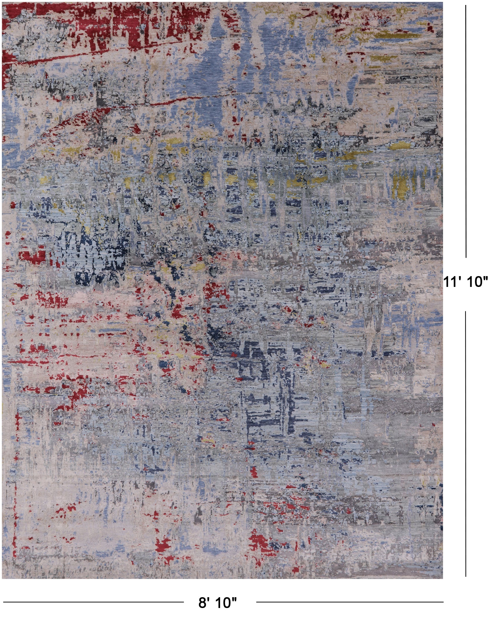 Abstract Modern Handmade Wool & Silk Rug - 8' 10" X 11' 10" - Golden Nile