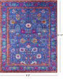 Blue Persian Hand Knotted Wool & Silk Rug - 9' 2" X 11' 11" - Golden Nile