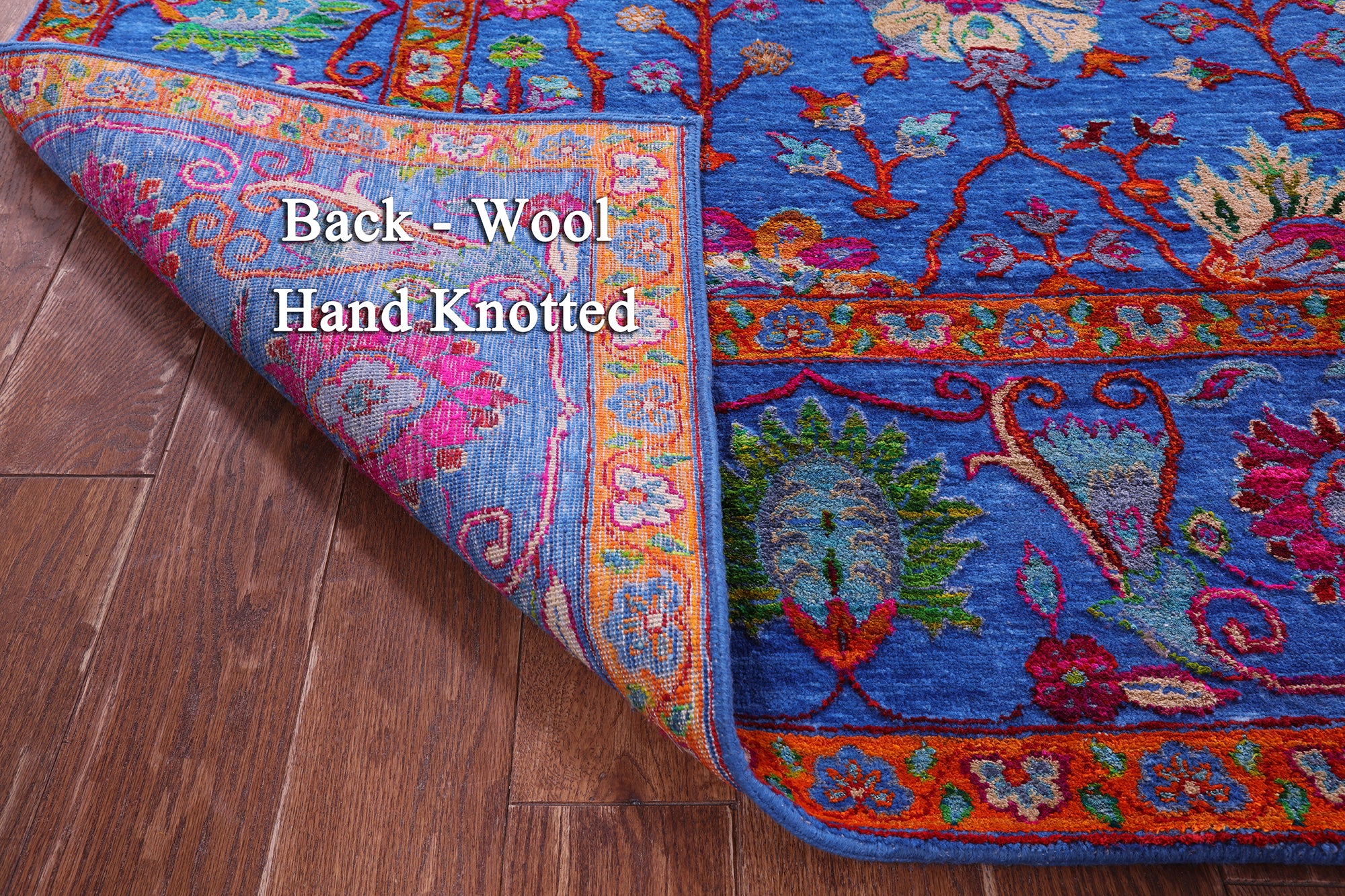 Blue Persian Hand Knotted Wool & Silk Rug - 9' 2" X 11' 11"