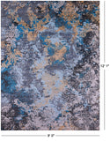 Abstract Modern Hand Knotted Wool & Silk Rug - 9' 0" X 12' 1" - Golden Nile