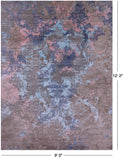 Abstract Modern Hand Knotted Wool & Silk Rug - 9' 0" X 12' 2" - Golden Nile