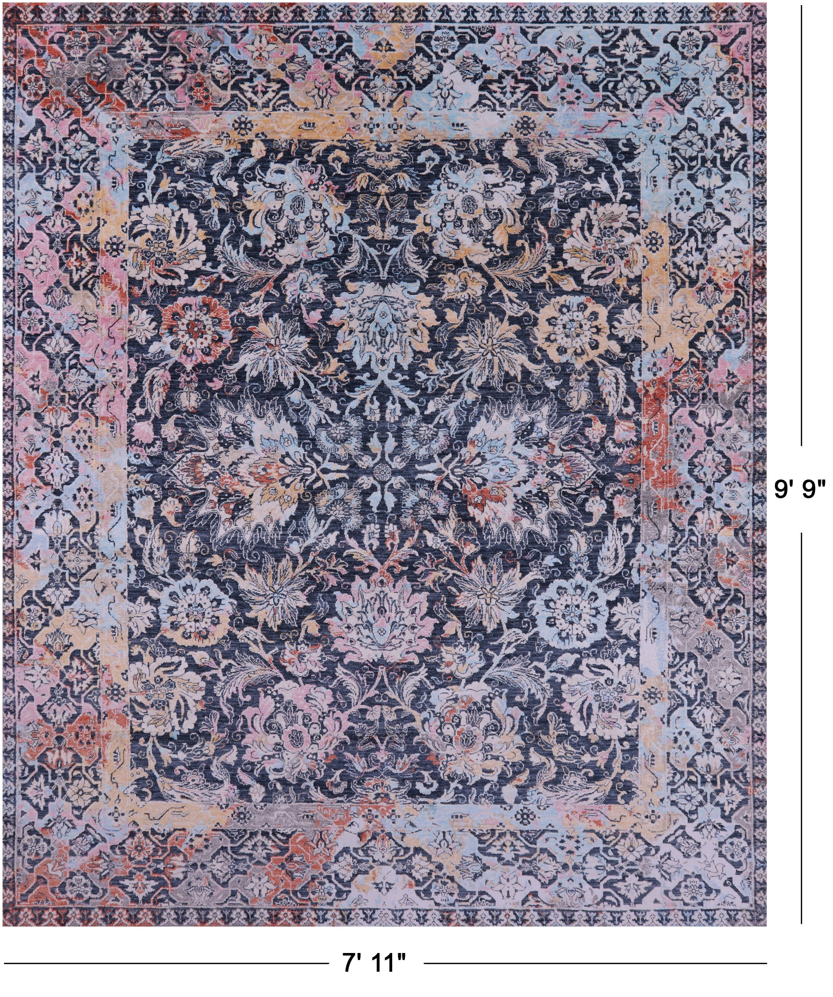 Persian Hand Knotted Wool & Silk Rug - 7' 11" X 9' 9" - Golden Nile