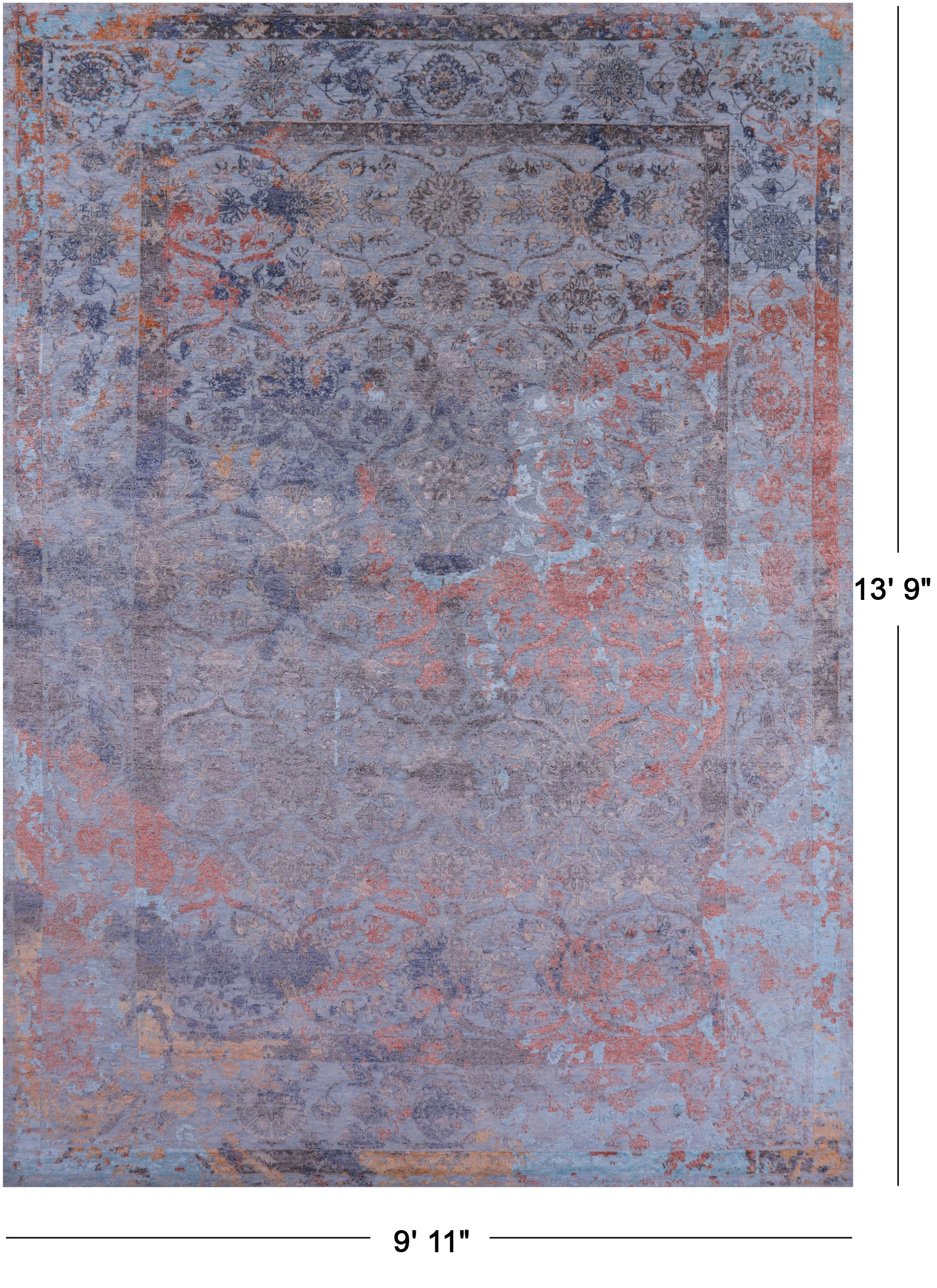 Persian Hand Knotted Wool & Silk Rug - 9' 11" X 13' 9" - Golden Nile