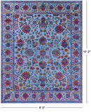 Blue Persian Handmade Wool & Silk Rug - 8' 0" X 10' 2" - Golden Nile