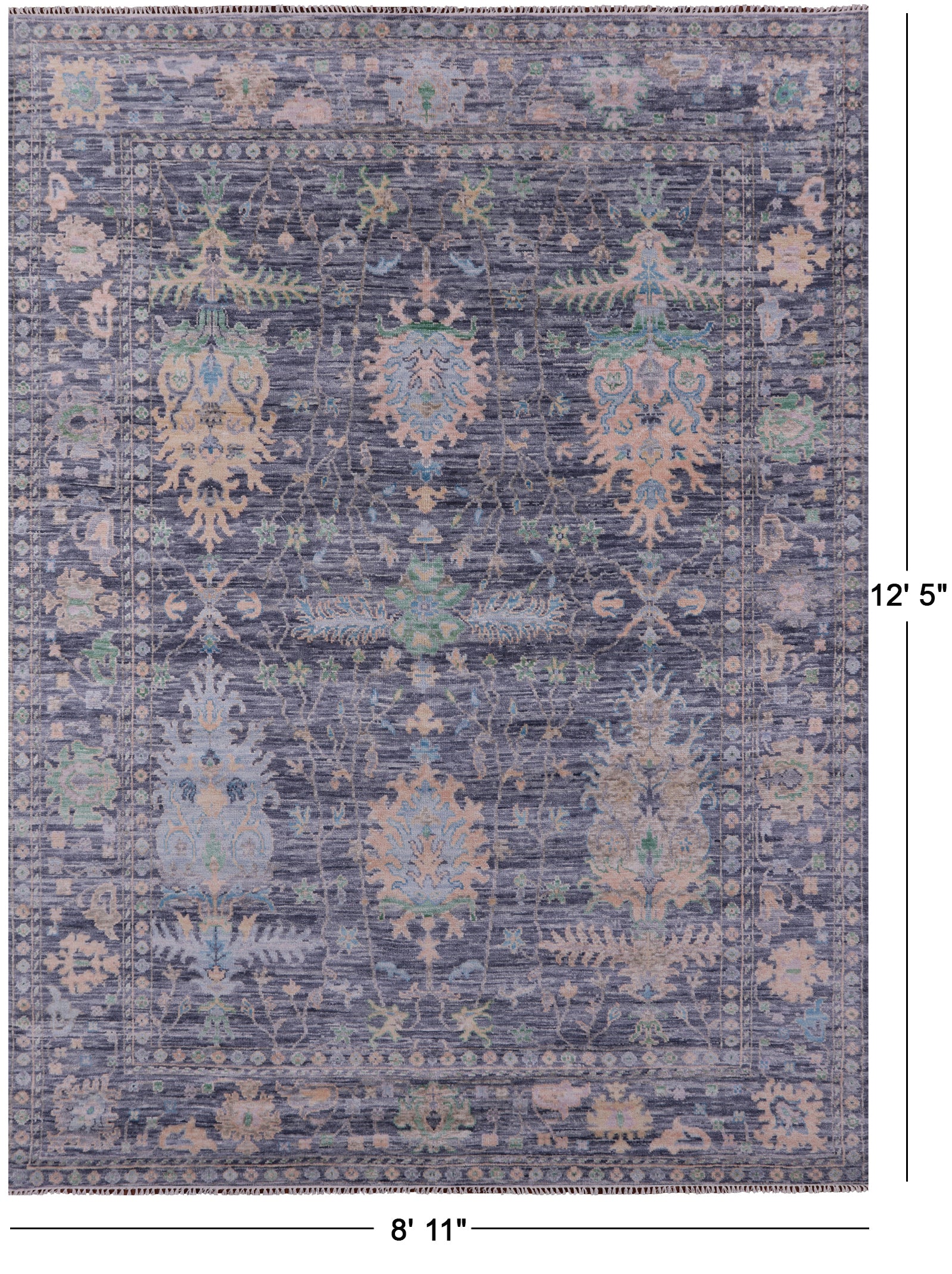 Grey Turkish Oushak Hand Knotted Wool Rug - 8' 11" X 12' 5" - Golden Nile