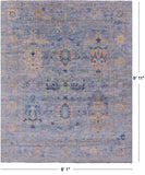 Blue Turkish Oushak Hand Knotted Wool Rug - 8' 1" X 9' 11" - Golden Nile
