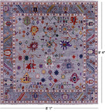 Grey Square Turkish Oushak Handmade Wool Rug - 8' 1" X 8' 4" - Golden Nile