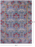 Grey William Morris Hand Knotted Wool Rug - 10' 2" X 14' 1" - Golden Nile