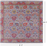 Grey Square William Morris Handmade Wool Rug - 9' 11" X 10' 1" - Golden Nile