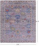 Grey Turkish Oushak Hand Knotted Wool Rug - 8' 4" X 9' 11" - Golden Nile