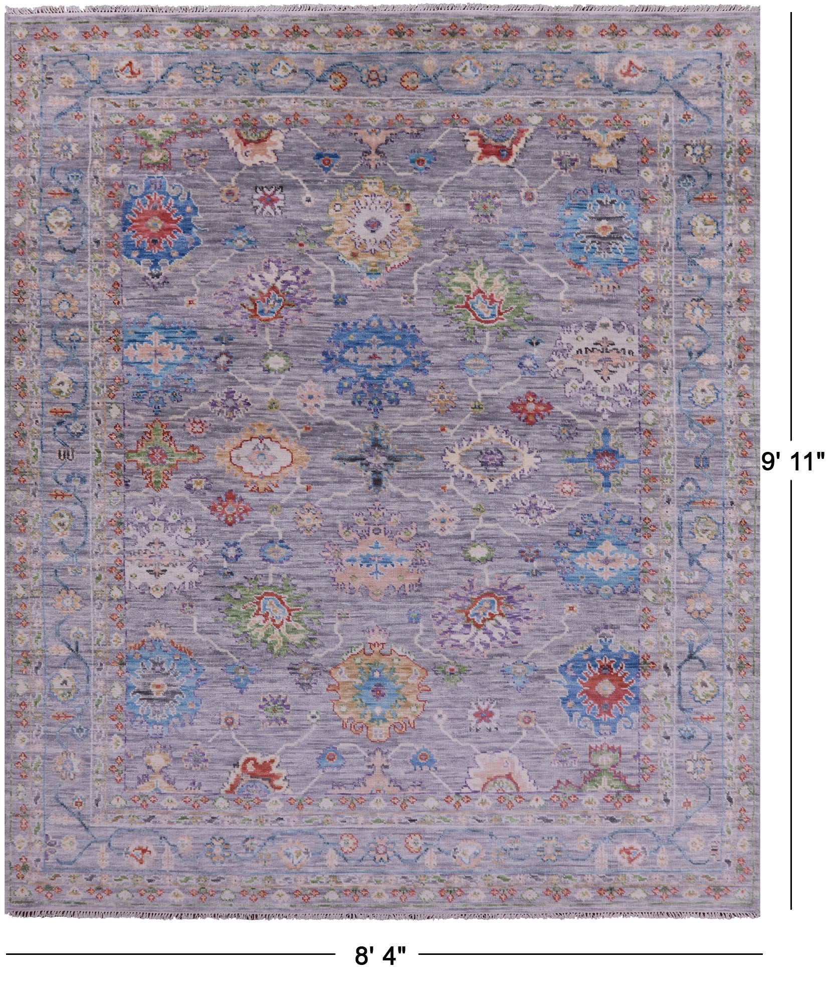 Grey Turkish Oushak Hand Knotted Wool Rug - 8' 4" X 9' 11" - Golden Nile